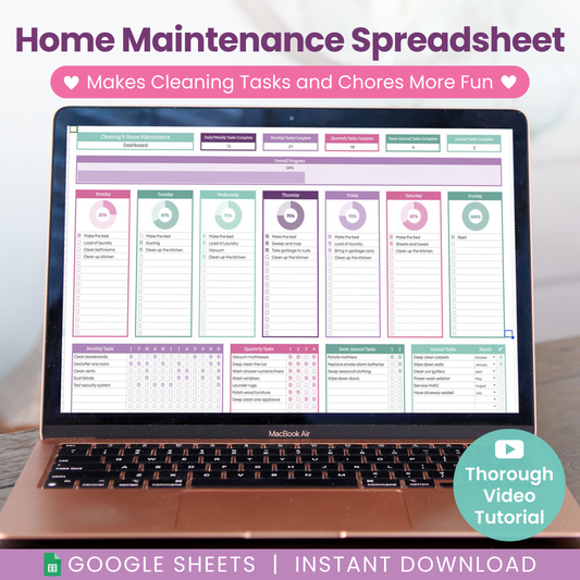 Cleaning and Home Maintenance Spreadsheet for Google Sheets