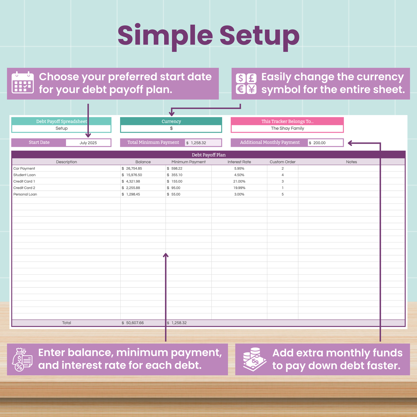 Debt Snowball Spreadsheet for Google Sheets