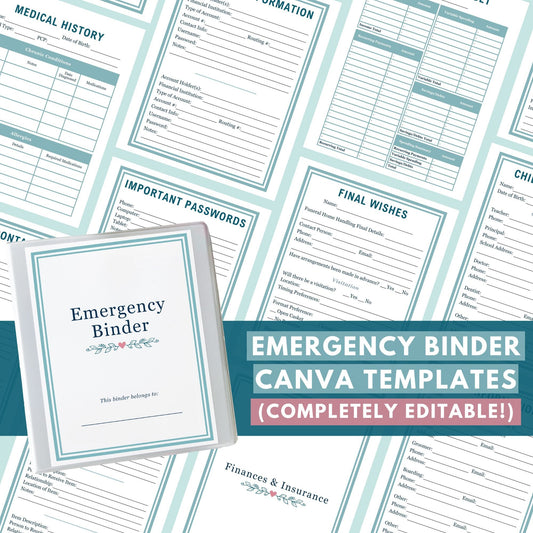 Editable Emergency Binder Canva Templates
