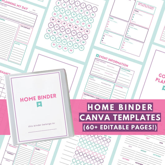Editable Home Binder Canva Templates