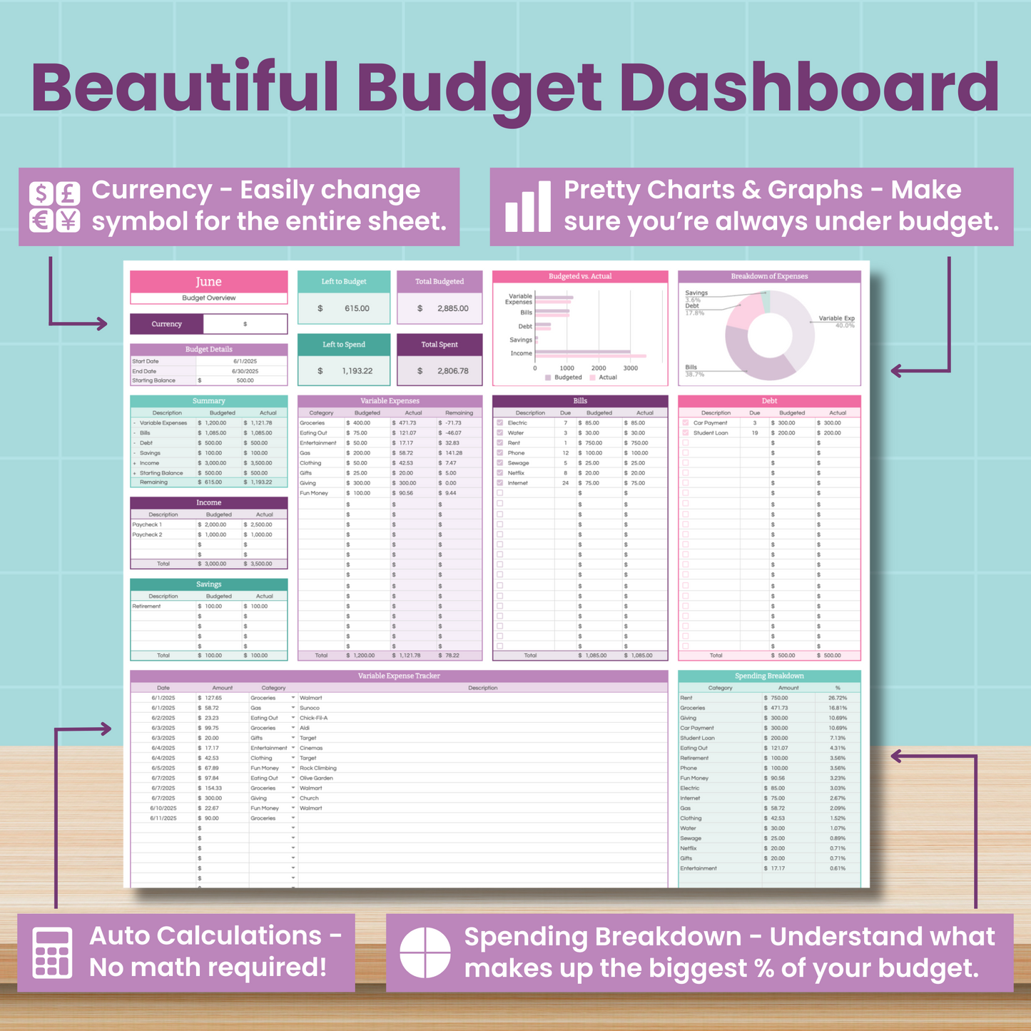 Monthly Budget Spreadsheet