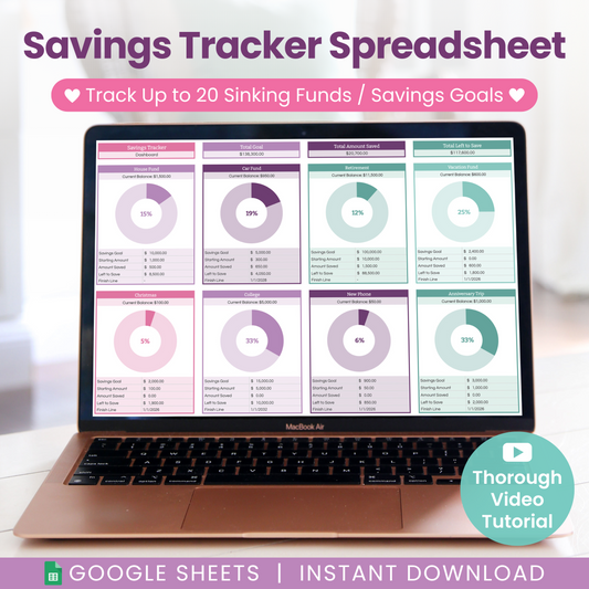 Savings Tracker / Sinking Funds Spreadsheet for Google Sheets